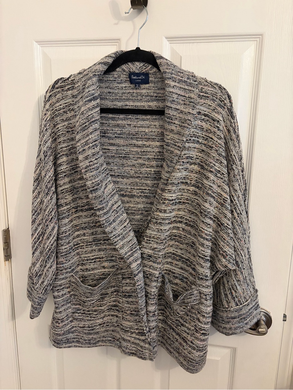 Anthropologie Splendid Marled Black & Gray Shawl-Collar Open Cardigan